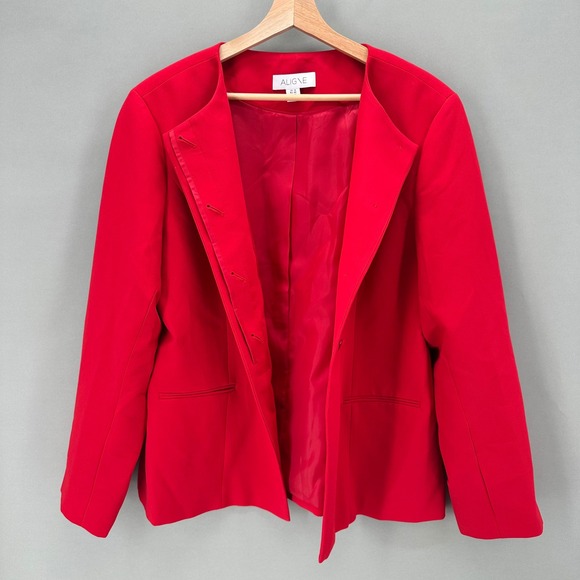 ALIGNE Daphne Long Waisted Red Blazer Womens 14 Academia Office Capsule Luxury - Picture 4 of 10